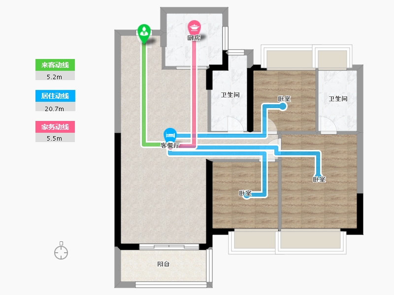 湖北省-武汉市-时代海伦堡印记-80.00-户型库-动静线