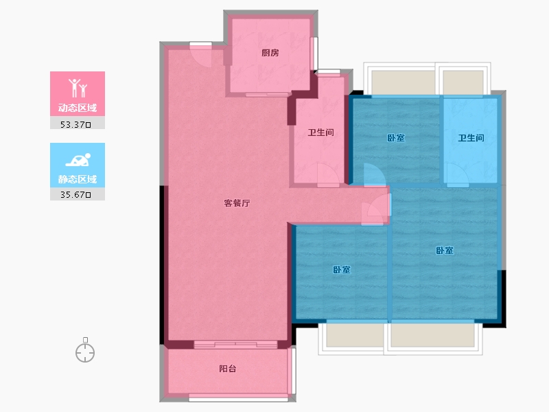 湖北省-武汉市-时代海伦堡印记-80.00-户型库-动静分区