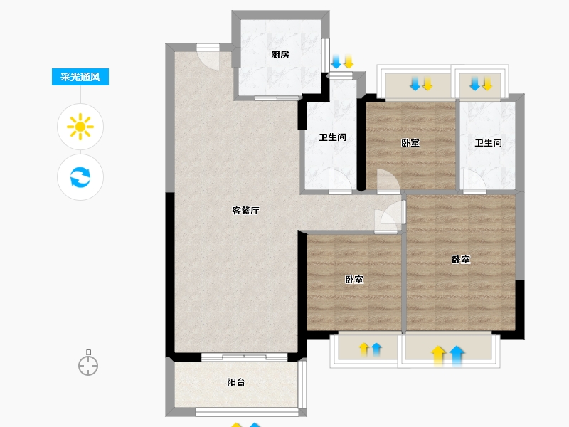 湖北省-武汉市-时代海伦堡印记-80.00-户型库-采光通风