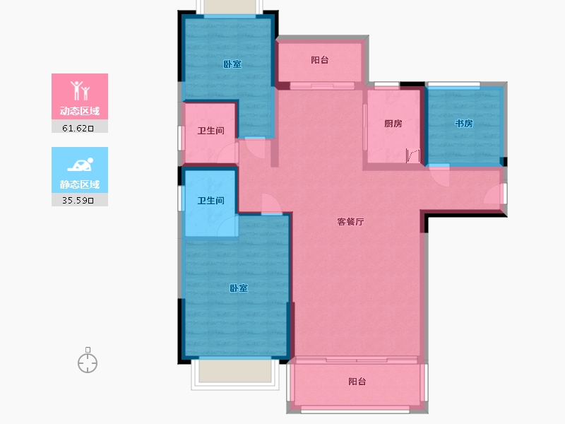 湖南省-常德市-天鹏·未名湖畔-86.95-户型库-动静分区