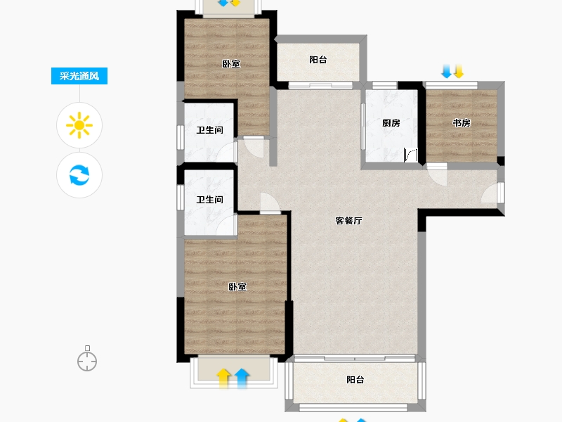 湖南省-常德市-天鹏·未名湖畔-86.95-户型库-采光通风