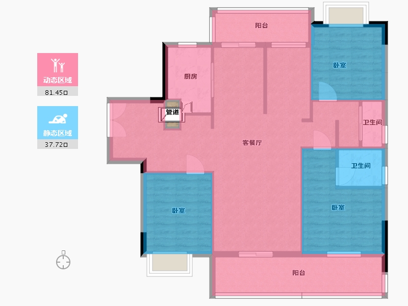 湖北省-黄冈市-花畔里-107.61-户型库-动静分区