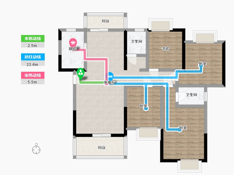 湖北省-黄冈市-凤城印象-104.79-户型库-动静线