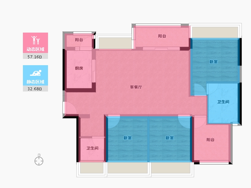 广东省-惠州市-牧云溪谷花园云海-79.40-户型库-动静分区