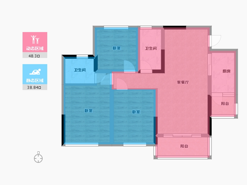 四川省-巴中市-博瑞观澜府-76.74-户型库-动静分区