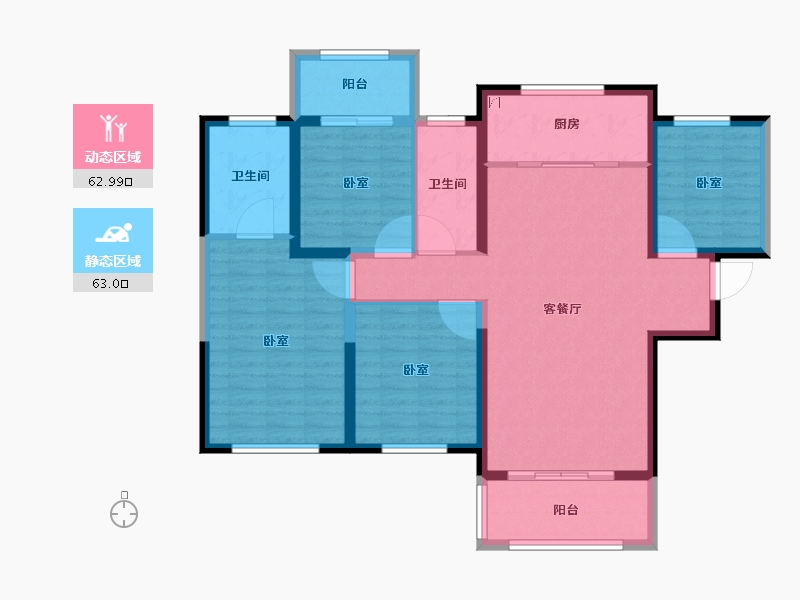 陕西省-西安市-天朗•熙湖-113.10-户型库-动静分区