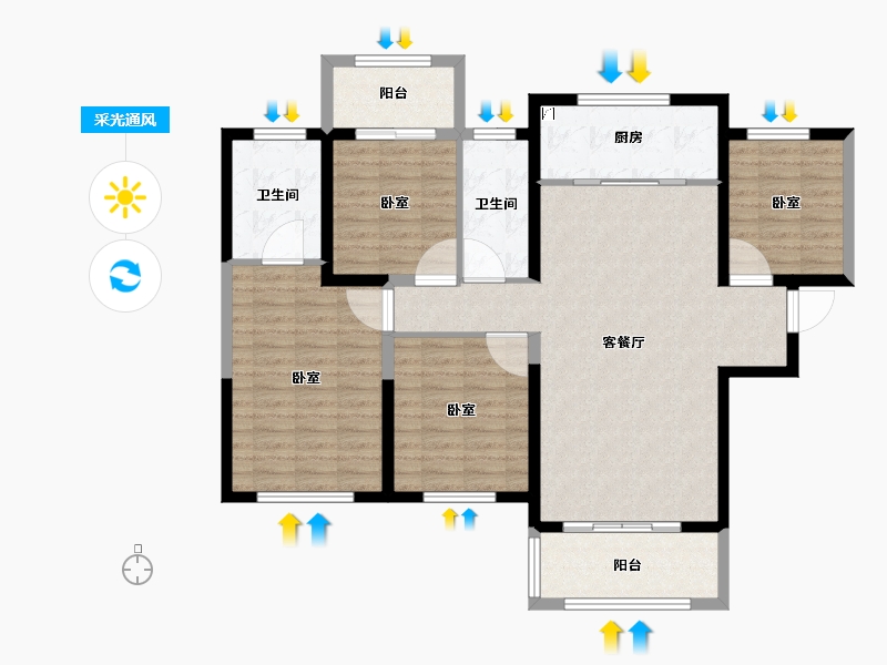 陕西省-西安市-天朗•熙湖-113.10-户型库-采光通风