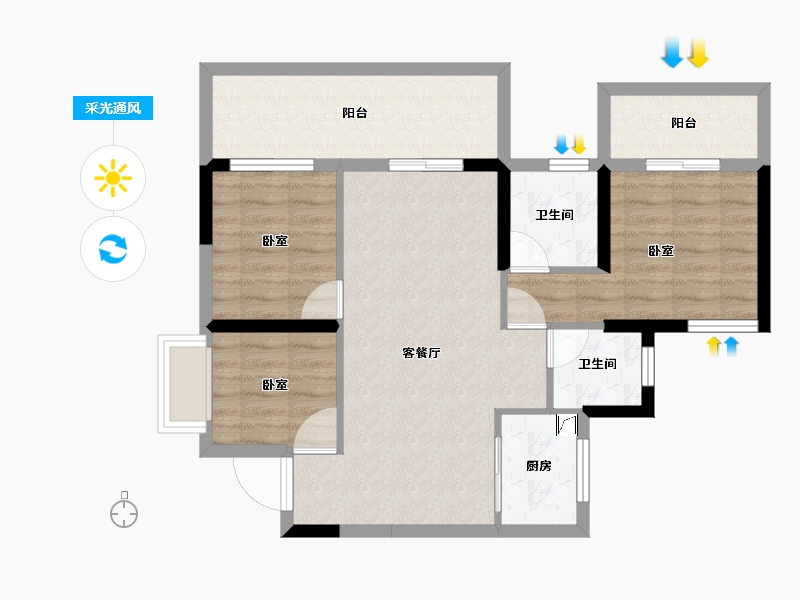 广西壮族自治区-南宁市-奥园瀚德誉江南-74.55-户型库-采光通风