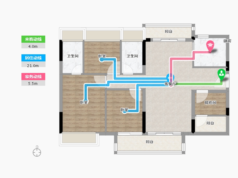 广东省-佛山市-方直珑湖湾-95.00-户型库-动静线