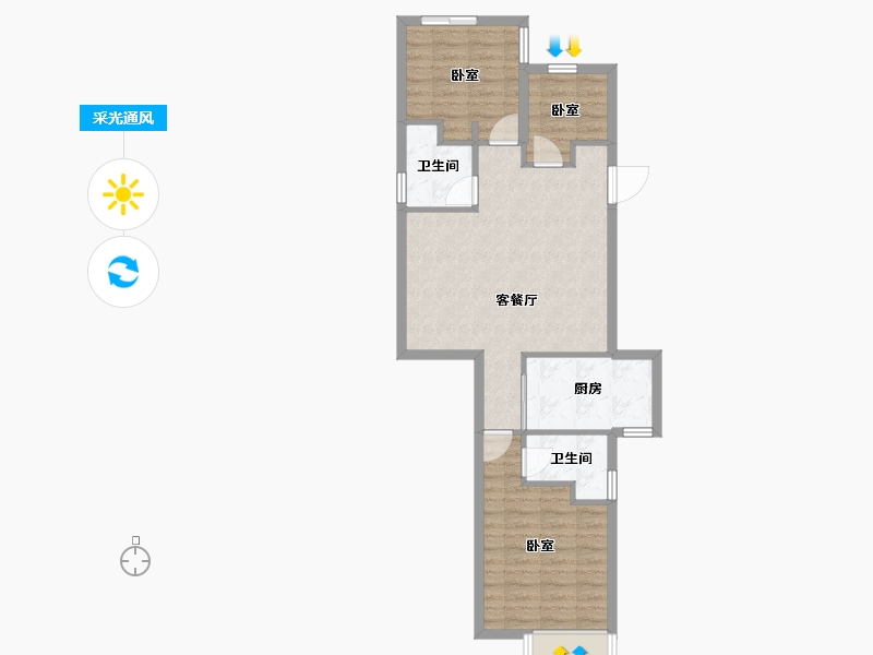 云南省-保山市-丽彩·十里荷苑-70.38-户型库-采光通风