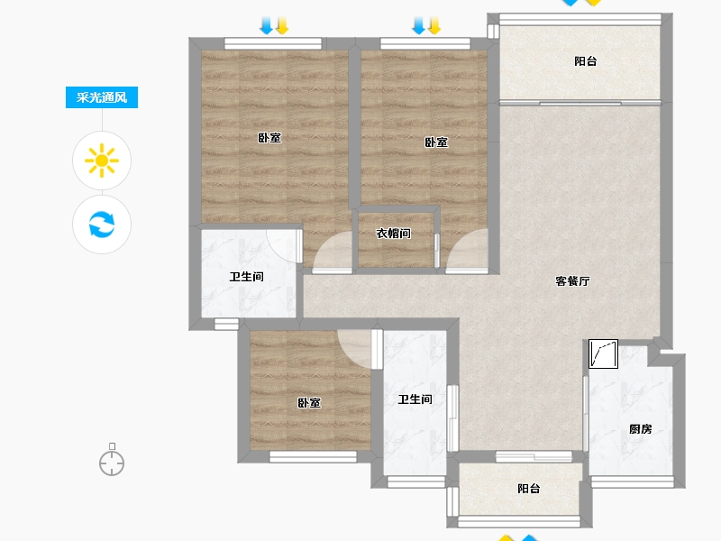 四川省-巴中市-博瑞观澜府-75.02-户型库-采光通风