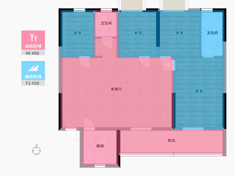 湖北省-咸宁市-华旗剑桥郡-106.16-户型库-动静分区