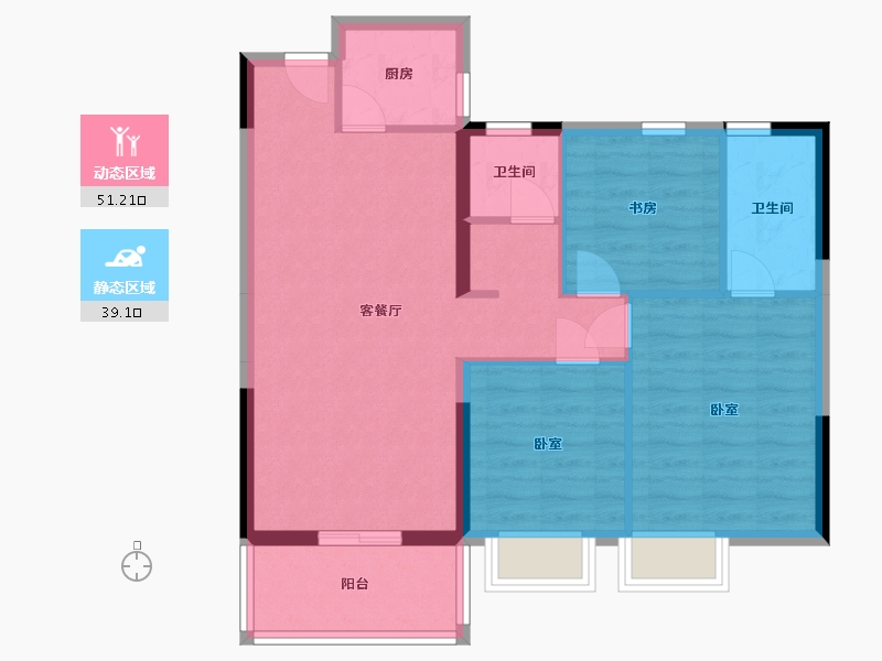 湖北省-黄冈市-凤城印象-81.29-户型库-动静分区