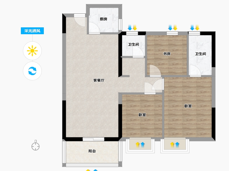 湖北省-黄冈市-凤城印象-81.29-户型库-采光通风