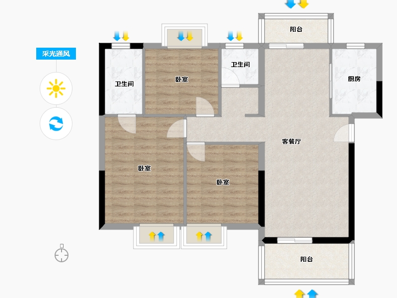 湖北省-黄冈市-凤城印象-91.09-户型库-采光通风