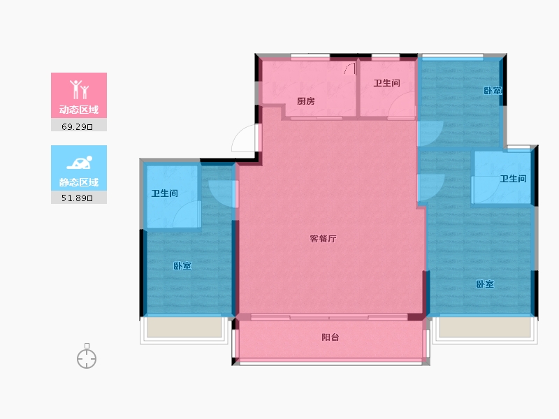 浙江省-温州市-碧桂园沁悦里-111.00-户型库-动静分区