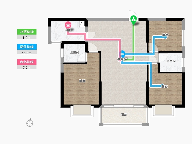 湖南省-常德市-天鹏·未名湖畔-78.61-户型库-动静线