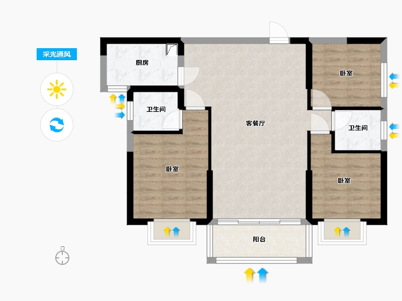 湖南省-常德市-天鹏·未名湖畔-78.61-户型库-采光通风