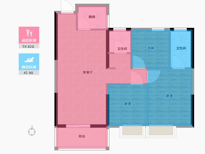 湖北省-黄冈市-凤城印象-90.51-户型库-动静分区