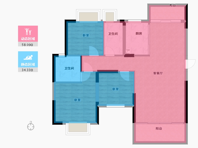 湖南省-常德市-天鹏·未名湖畔-83.23-户型库-动静分区