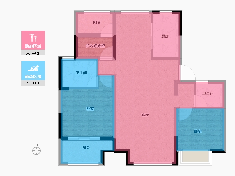 江苏省-南京市-冠城大通蓝湖庭-78.58-户型库-动静分区