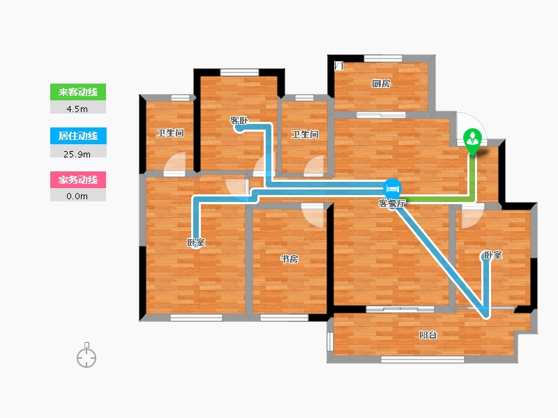 陕西省-西安市-中梁鎏金雲玺-113.76-户型库-动静线