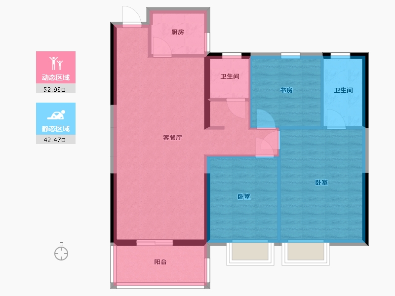 湖北省-黄冈市-凤城印象-86.08-户型库-动静分区