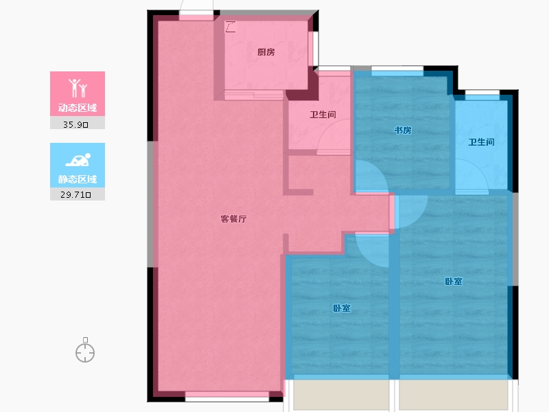 陕西省-西安市-华宇锦绣长安-57.92-户型库-动静分区