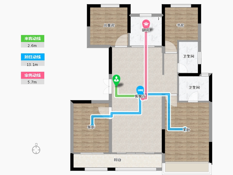 陕西省-西安市-华宇锦绣长安-113.01-户型库-动静线