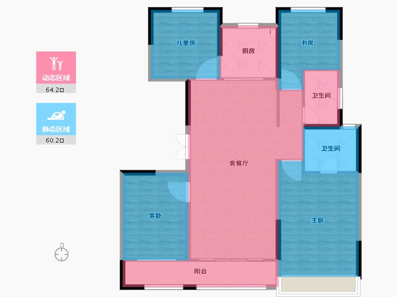 陕西省-西安市-华宇锦绣长安-113.01-户型库-动静分区