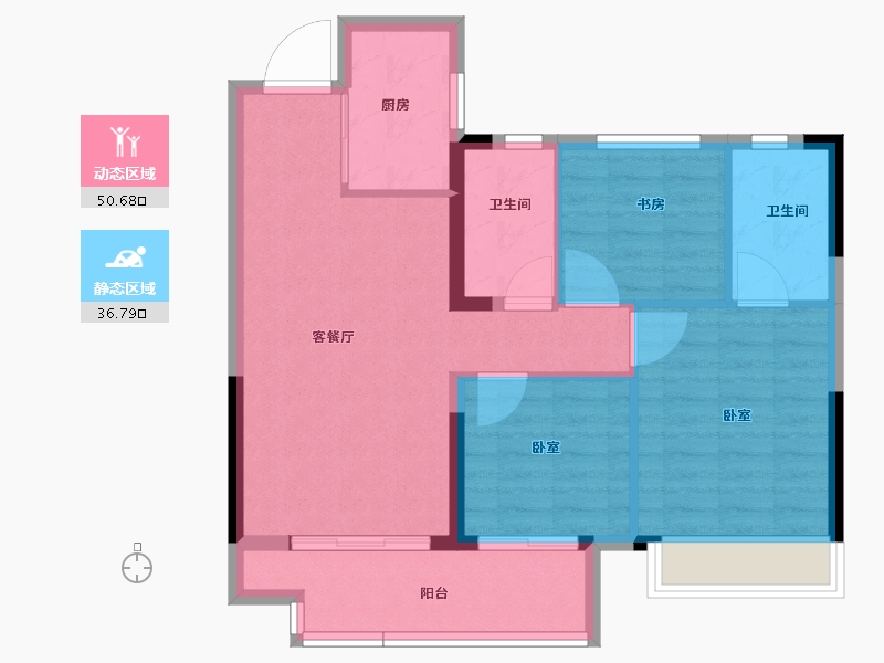 浙江省-金华市-碧桂园云玺-79.00-户型库-动静分区