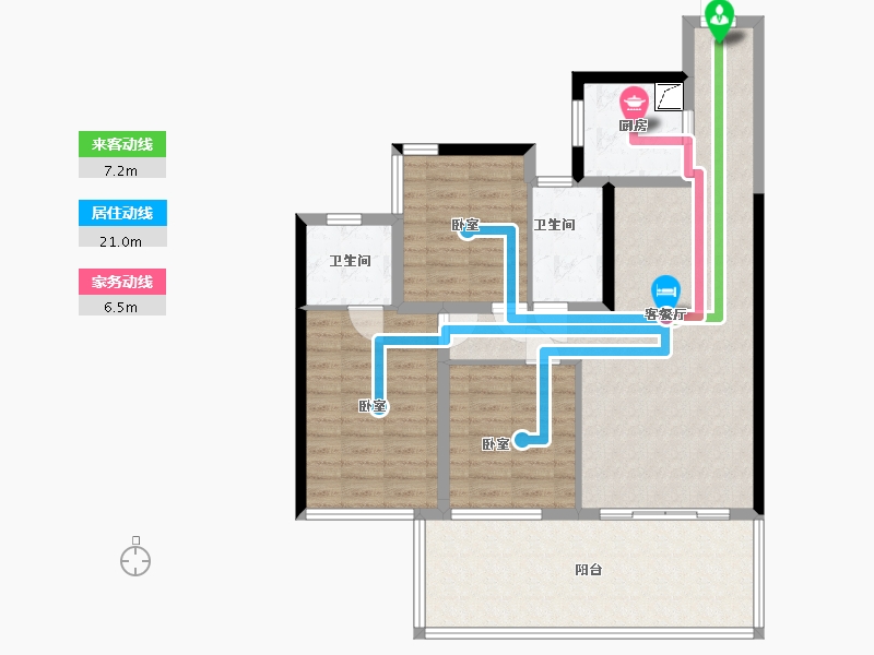 四川省-泸州市-阳光南门院子-99.65-户型库-动静线