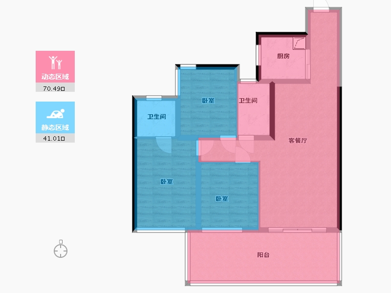 四川省-泸州市-阳光南门院子-99.65-户型库-动静分区