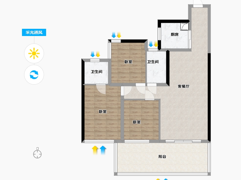 四川省-泸州市-阳光南门院子-99.65-户型库-采光通风