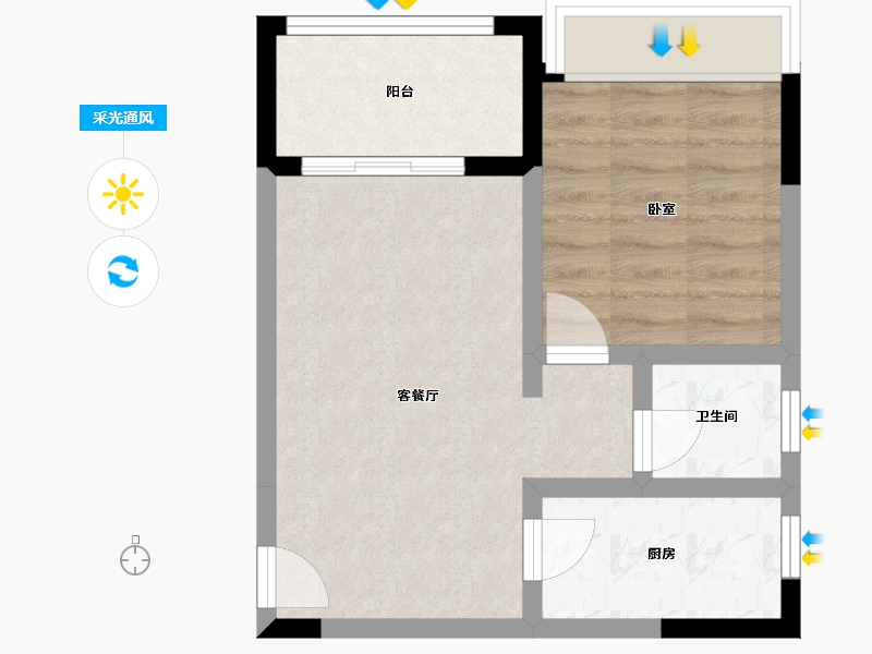 陕西省-西安市-珑印台-43.51-户型库-采光通风