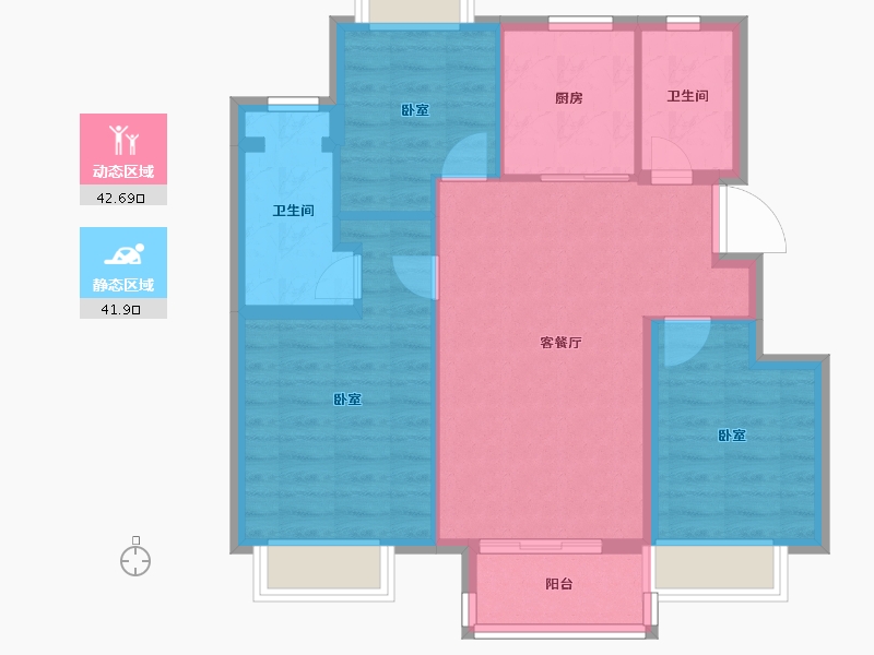 江苏省-苏州市-万科湖山观云庭-76.00-户型库-动静分区