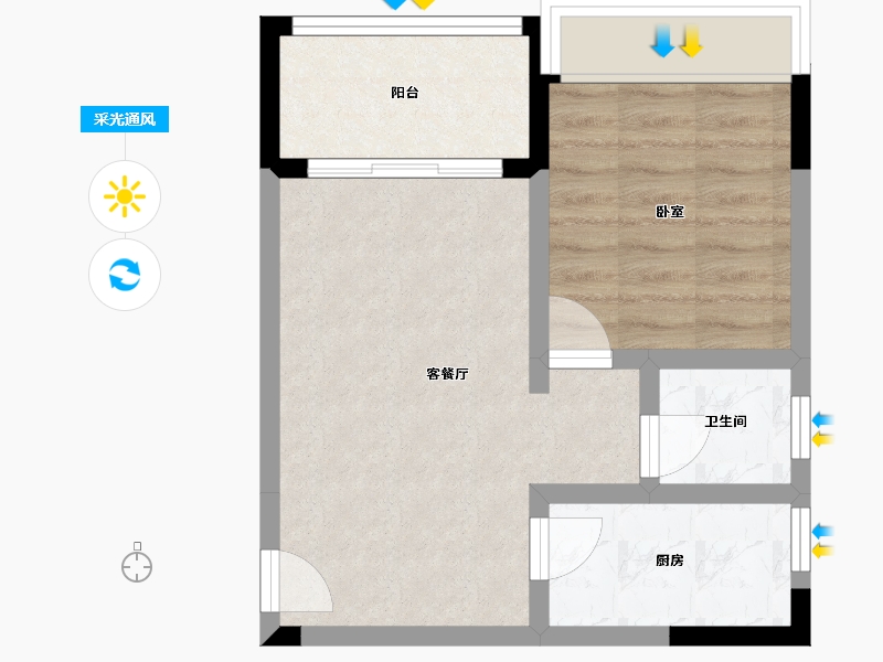 陕西省-西安市-珑印台-43.62-户型库-采光通风