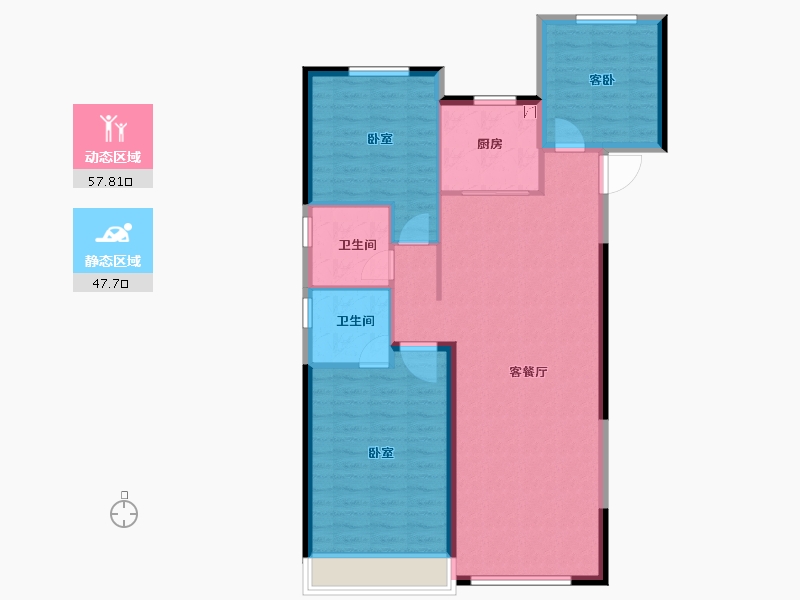 陕西省-西安市-华宇锦绣长安-96.00-户型库-动静分区