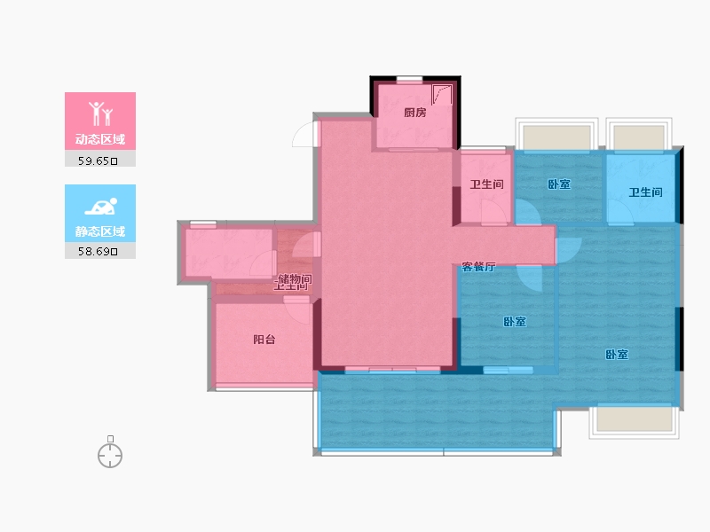 广东省-江门市-华侨城云顶-106.20-户型库-动静分区