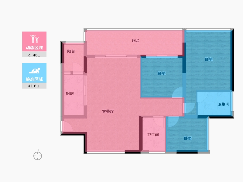 四川省-巴中市-平昌·颐和春天二期-96.53-户型库-动静分区