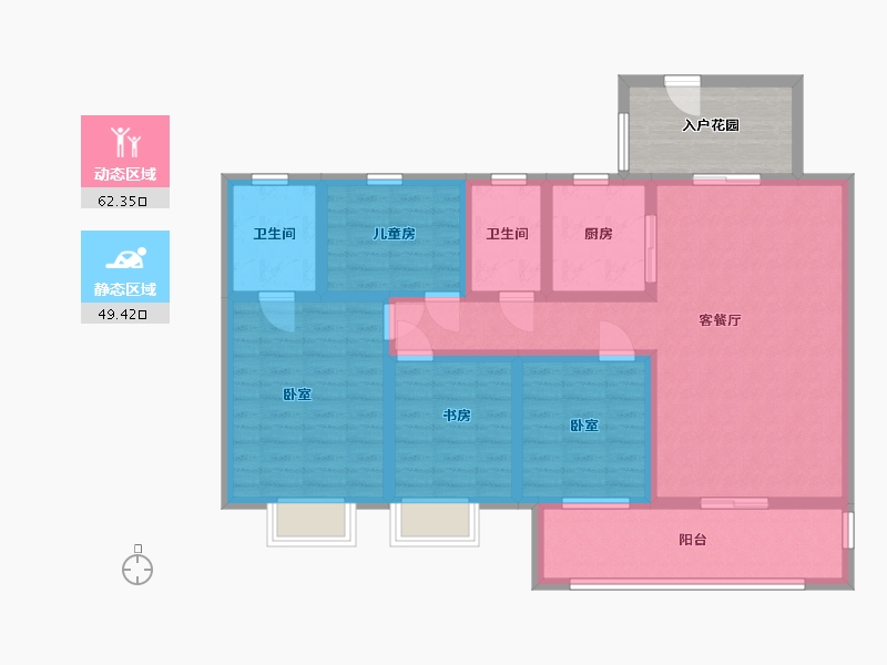 湖北省-咸宁市-万雅国际-105.87-户型库-动静分区