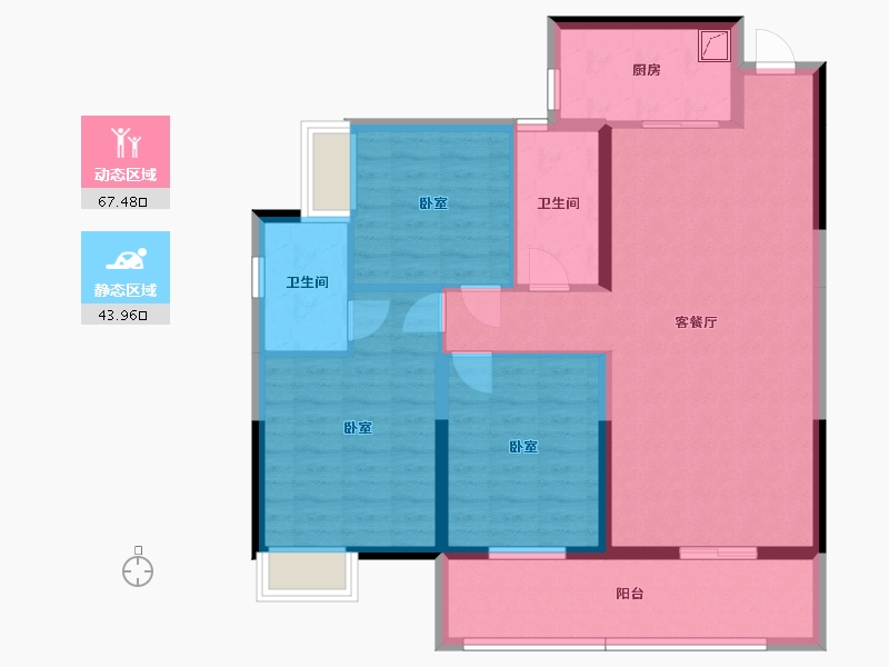 湖北省-咸宁市-华旗剑桥郡-99.70-户型库-动静分区