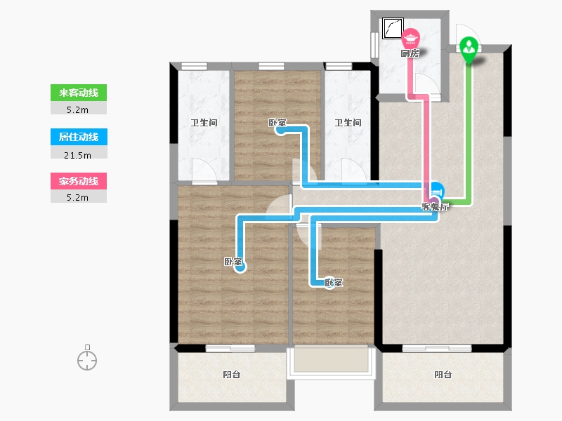 湖北省-黄石市-新西南国际花园-96.57-户型库-动静线