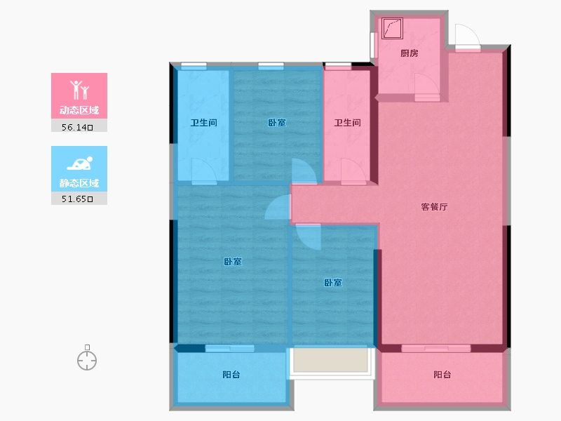 湖北省-黄石市-新西南国际花园-96.57-户型库-动静分区