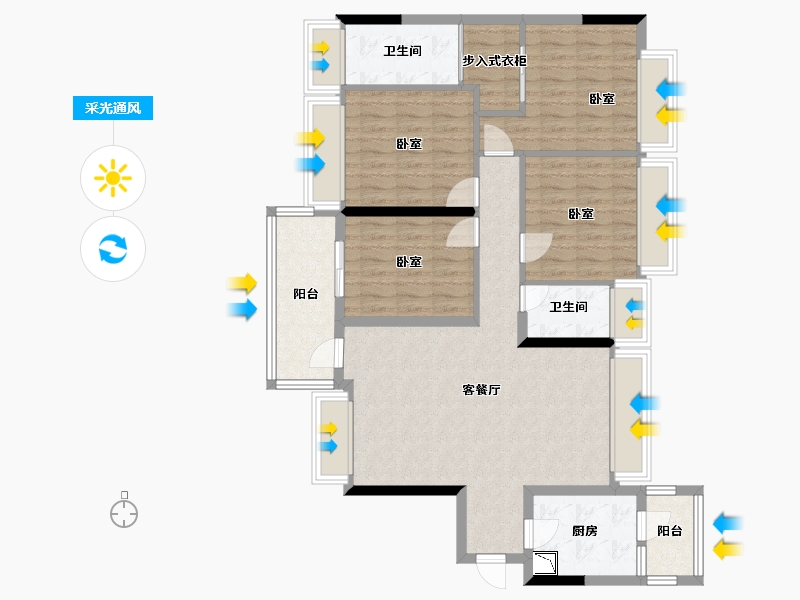 广东省-深圳市-富士君荟-105.15-户型库-采光通风