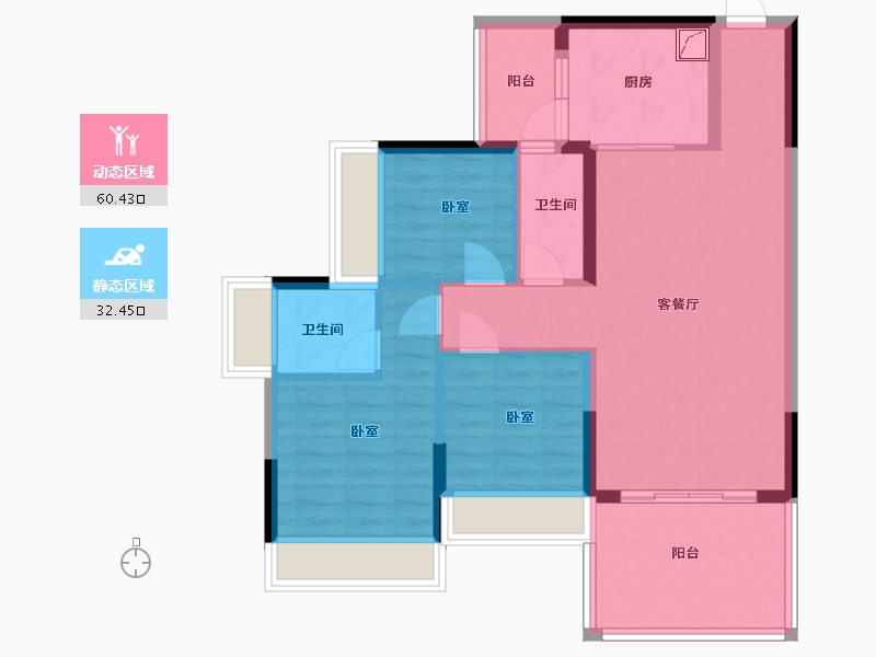 广东省-湛江市-万华城市花园-82.47-户型库-动静分区