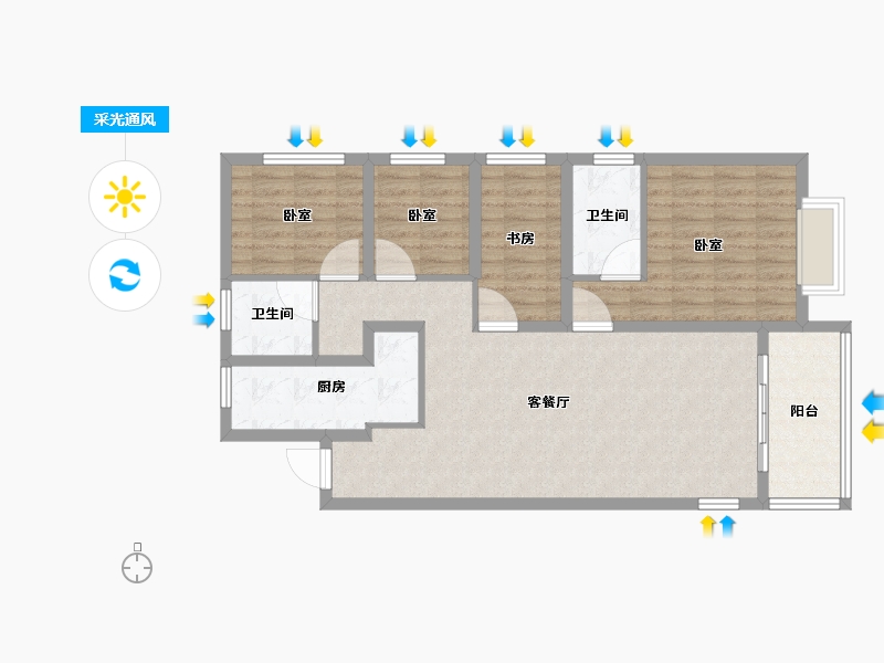 云南省-昆明市-美的云璟-94.00-户型库-采光通风