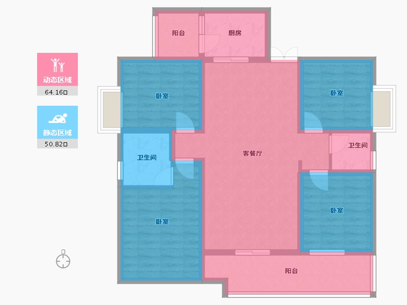 湖北省-咸宁市-万雅国际-101.70-户型库-动静分区