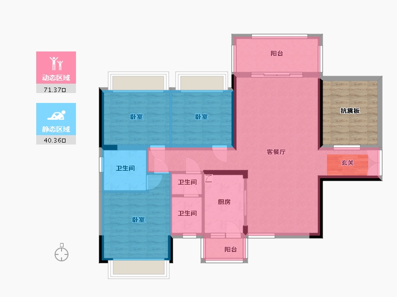 湖南省-娄底市-翰学佳府-109.79-户型库-动静分区