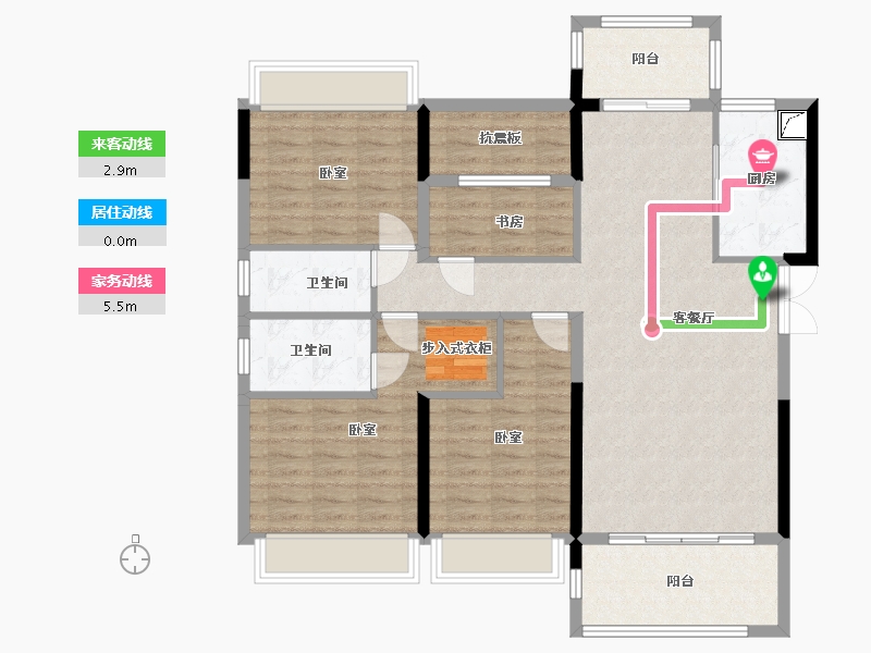 湖南省-娄底市-翰学佳府-113.36-户型库-动静线